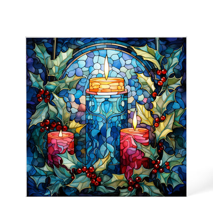 Christmas Stained Glass Style Design 023 - 6" x 6" Acrylic Block