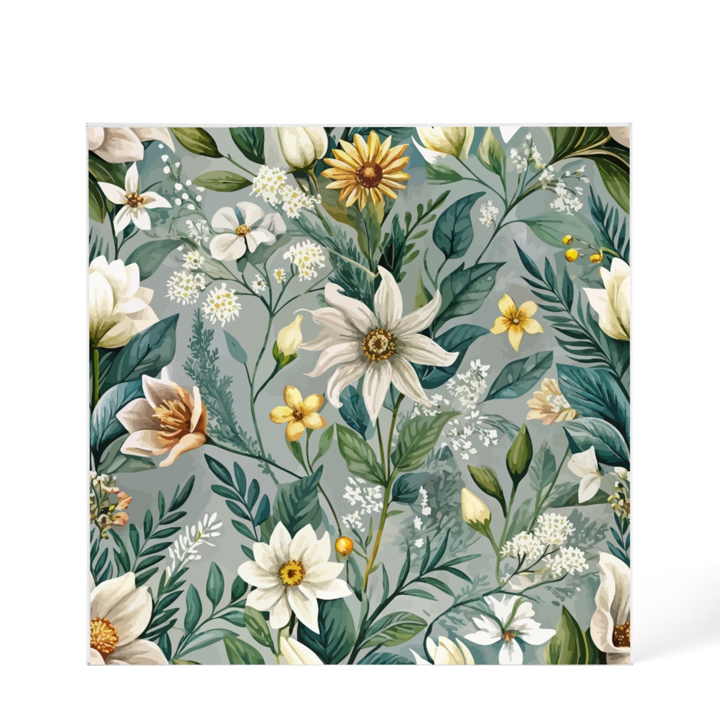 Folk Floral Pattern, Alpine Inspired 03 - 6" x 6" Acrylic Block