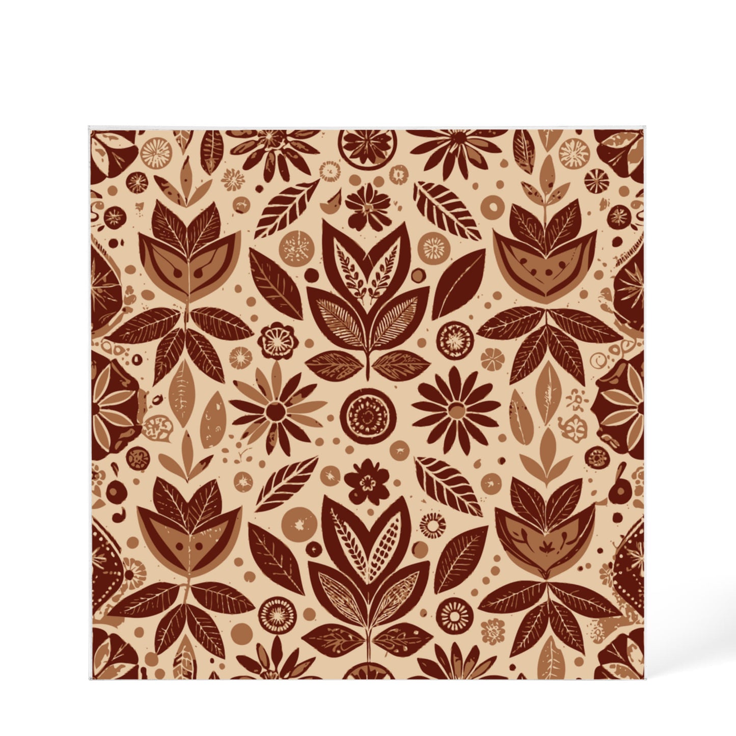 Folk Floral Pattern, Aztec Inspired 02 - 6" x 6" Acrylic Block