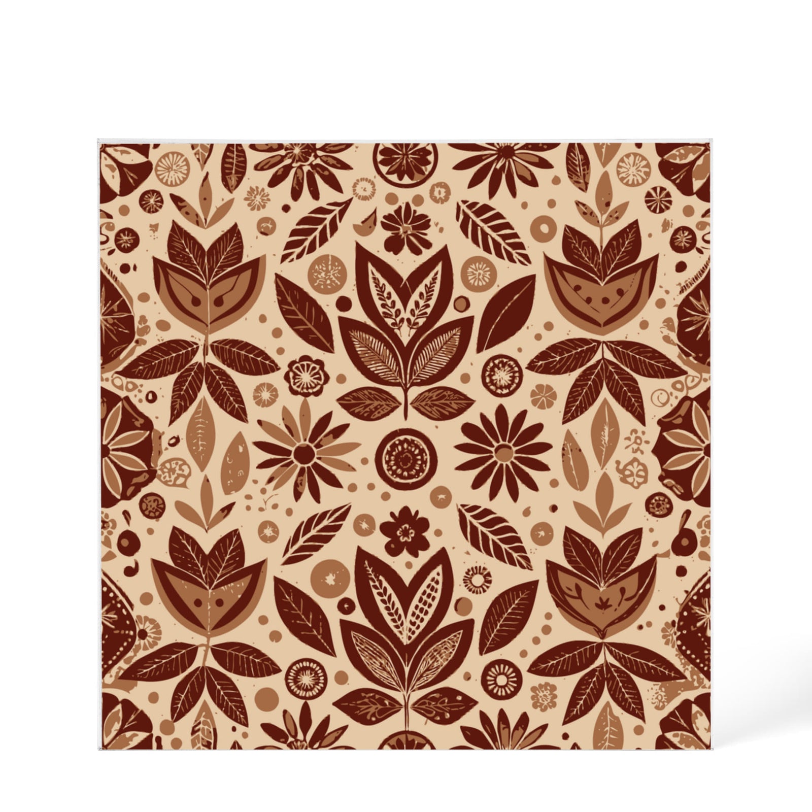 Folk Floral Pattern, Aztec Inspired 02 - 6" x 6" Acrylic Block