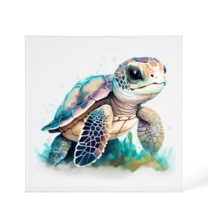 Cute Sea Turtle 014 - 6" x 6" Acrylic Block