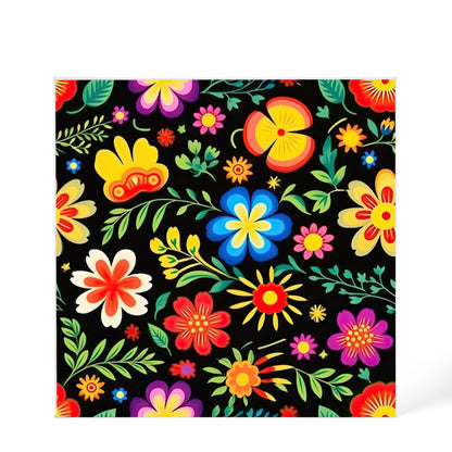 Mexican Floral Fiesta Pattern 032 - 6" x 6" Acrylic Block