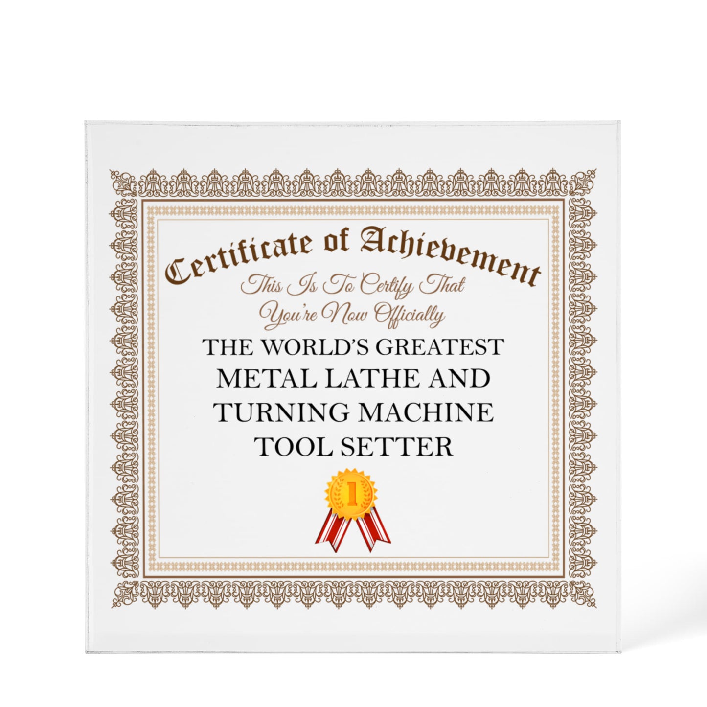 World's Greatest Metal Lathe and Turning Machine Tool Setter - 6" x 6" Acrylic Block