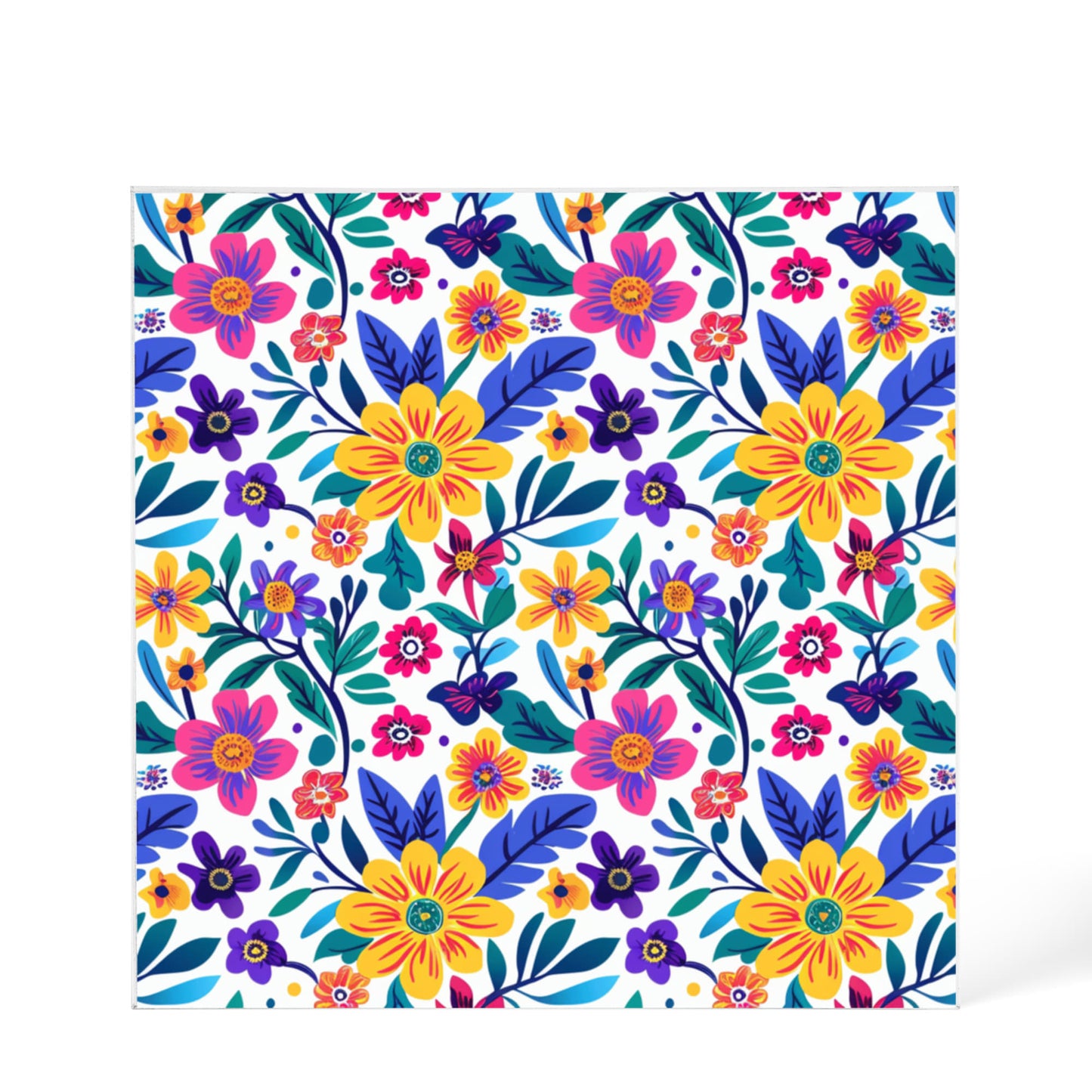 Mexican Floral Fiesta Pattern 064 - 6" x 6" Acrylic Block