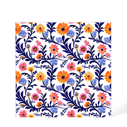 Mexican Floral Fiesta Pattern 022 - 6" x 6" Acrylic Block