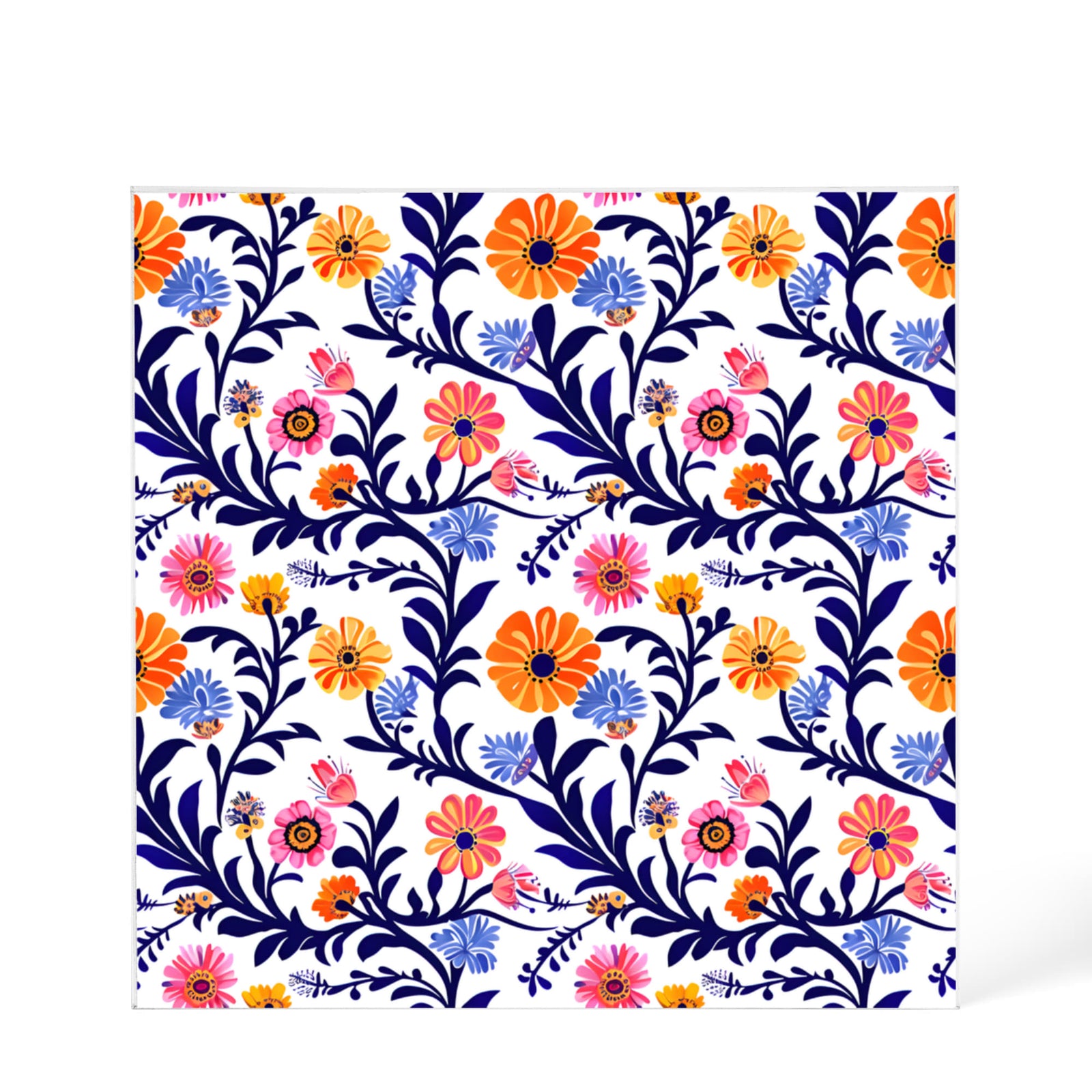 Mexican Floral Fiesta Pattern 022 - 6" x 6" Acrylic Block