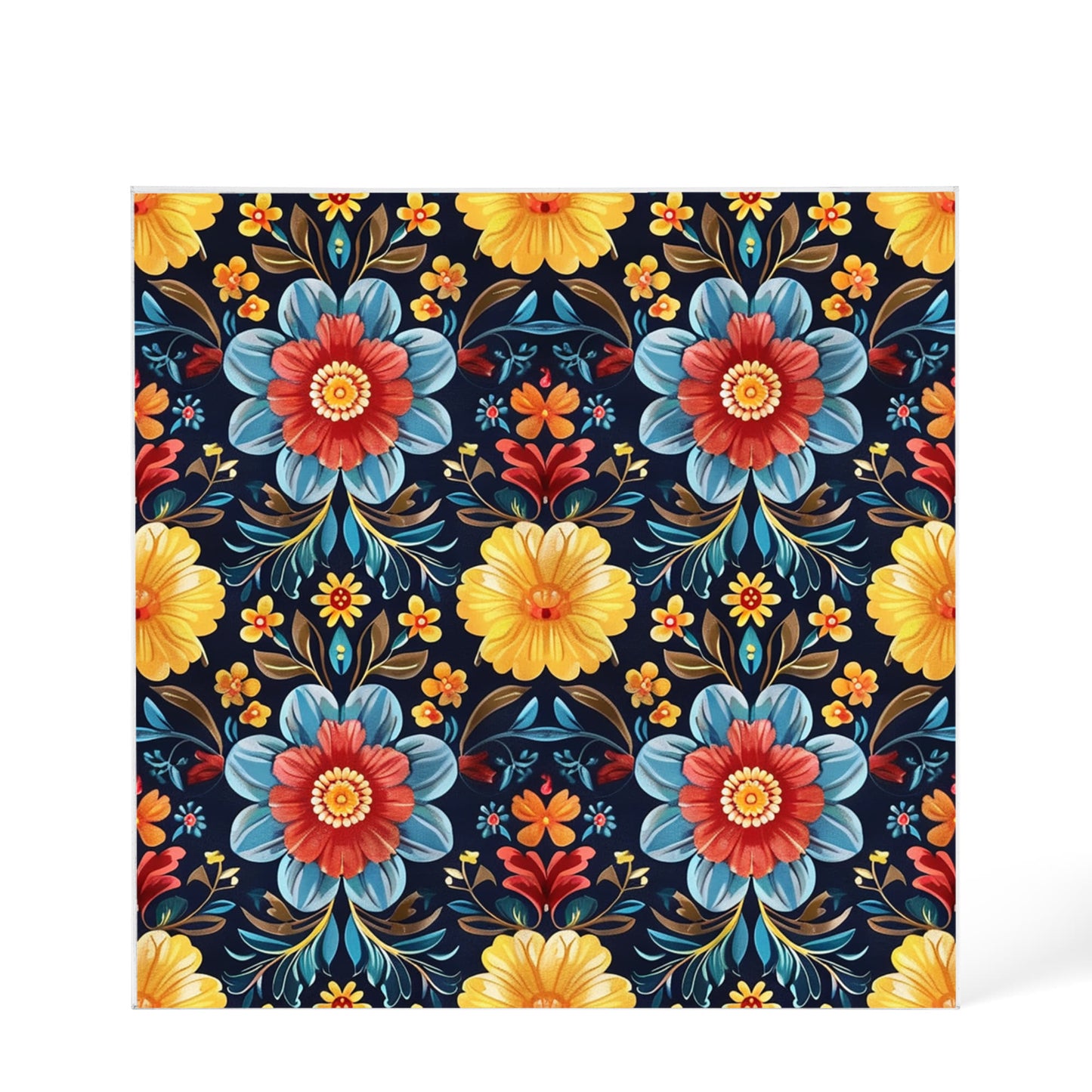 Mexican Floral Fiesta Pattern 046 - 6" x 6" Acrylic Block