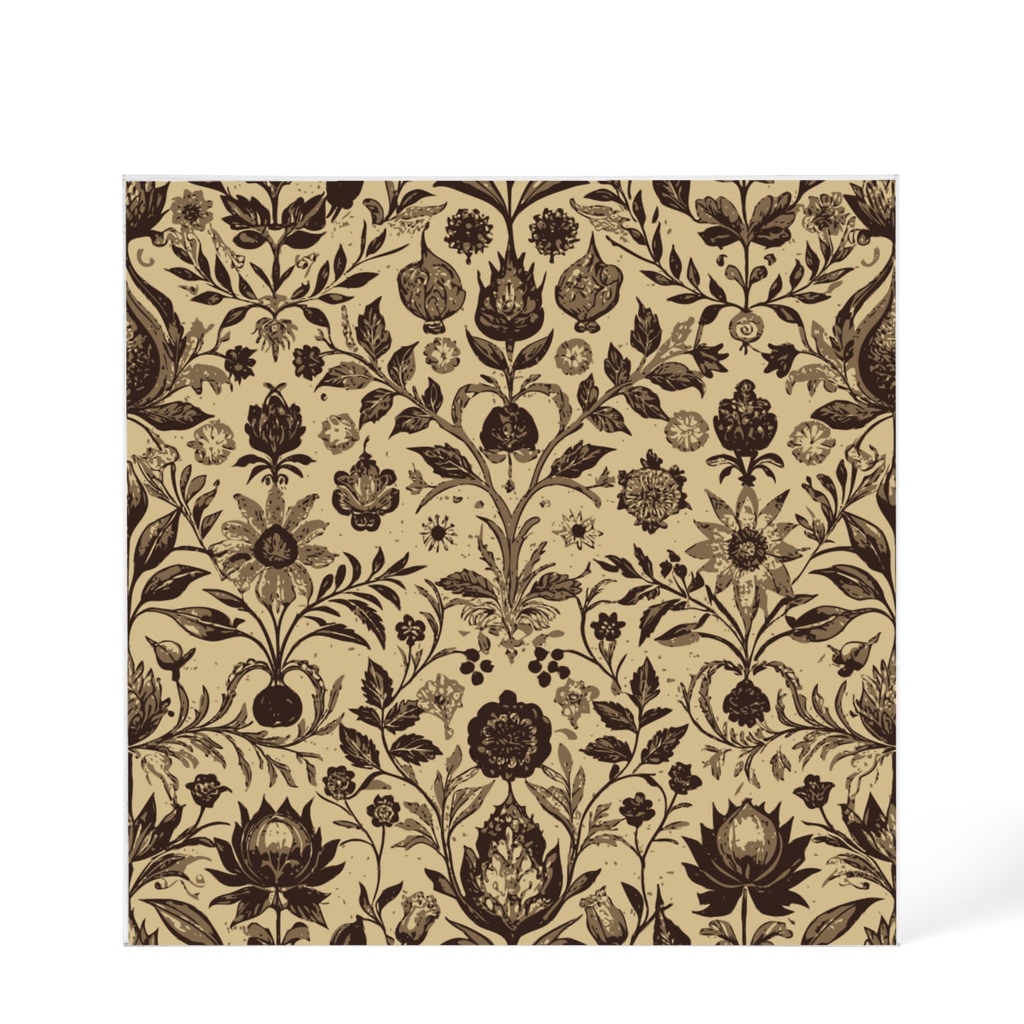 Folk Floral Pattern, Afghan Inspired 01 - 6" x 6" Acrylic Block