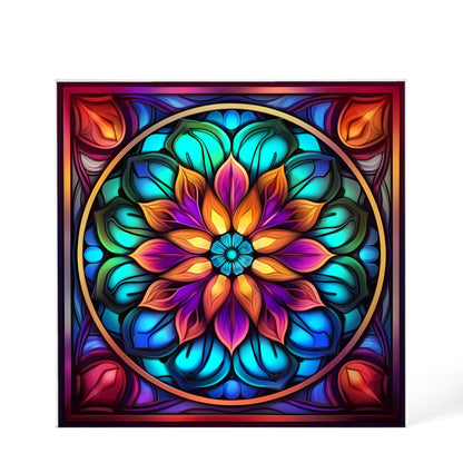 Mandala Stained Glass Style Design 008 - 6" x 6" Acrylic Block