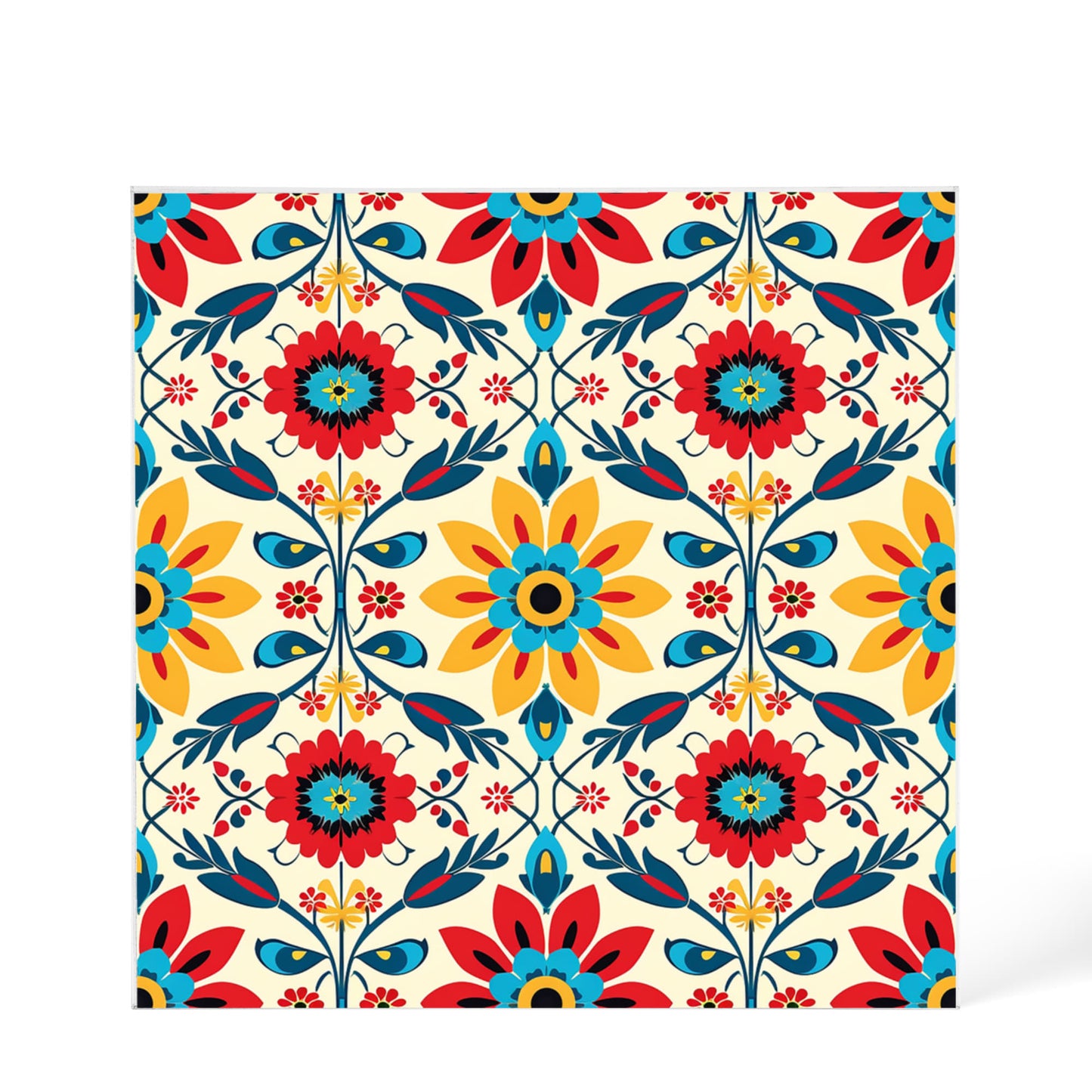 Mexican Floral Fiesta Pattern 041 - 6" x 6" Acrylic Block