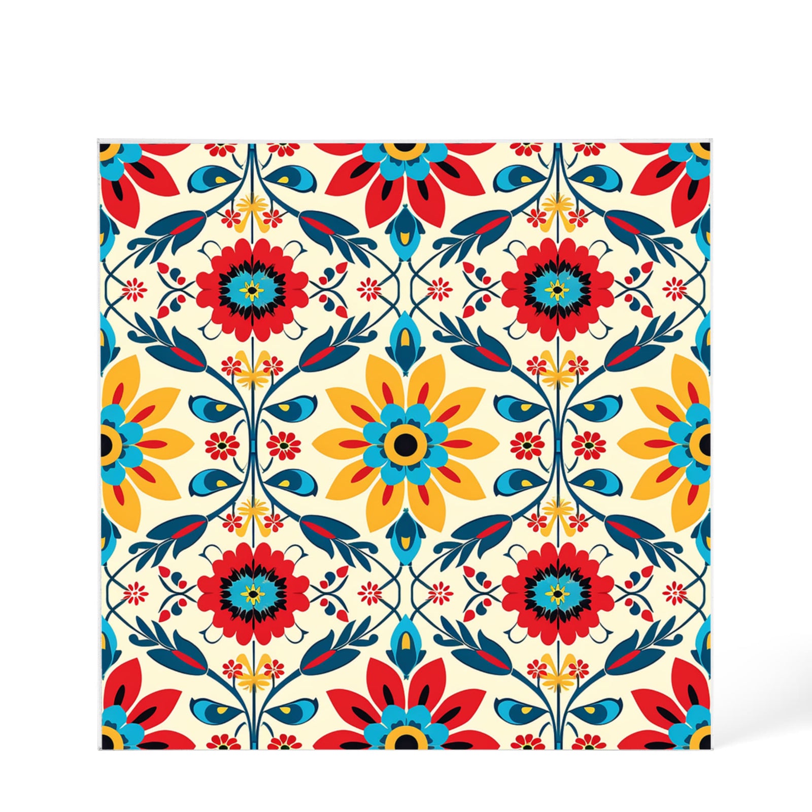 Mexican Floral Fiesta Pattern 041 - 6" x 6" Acrylic Block