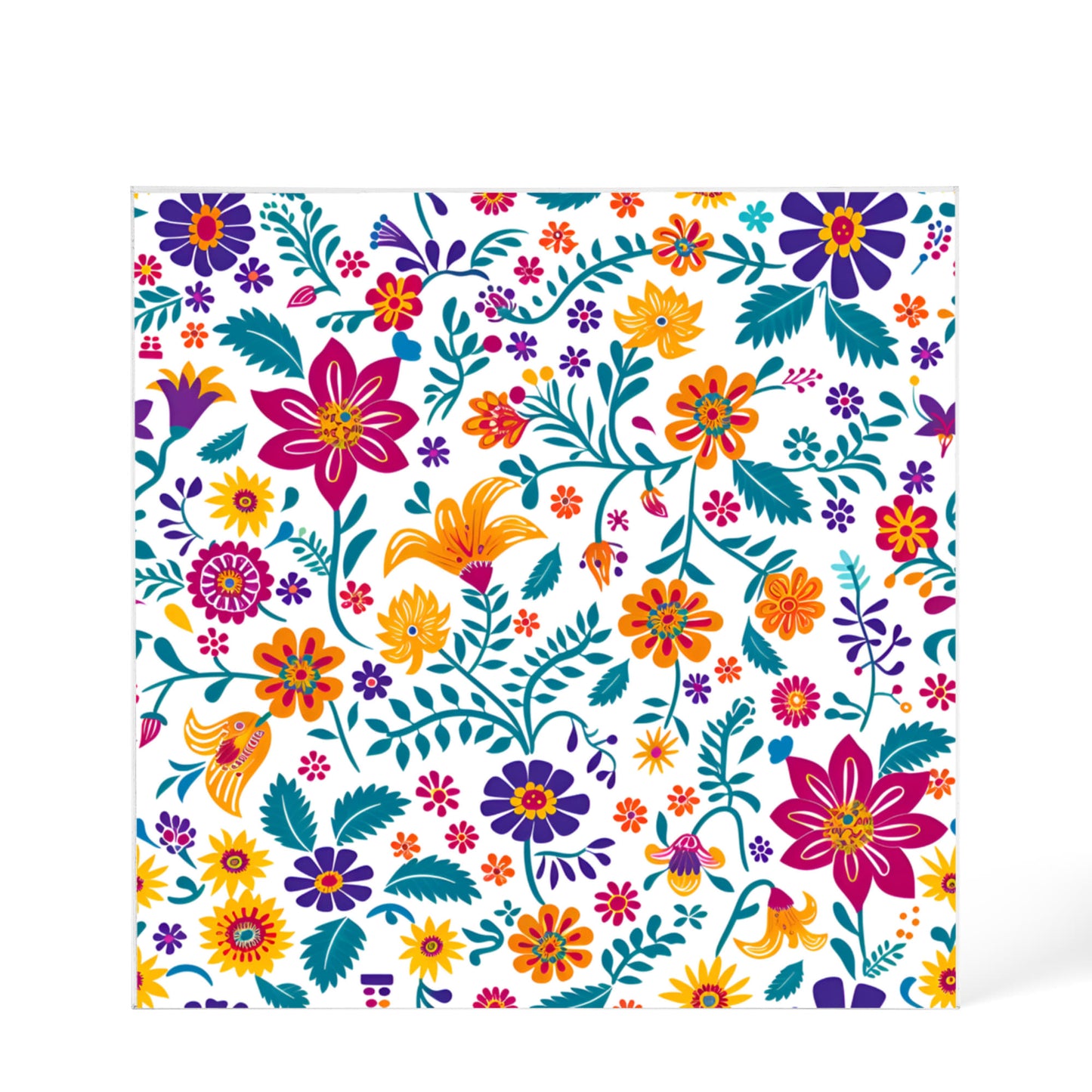 Mexican Floral Fiesta Pattern 013 - 6" x 6" Acrylic Block