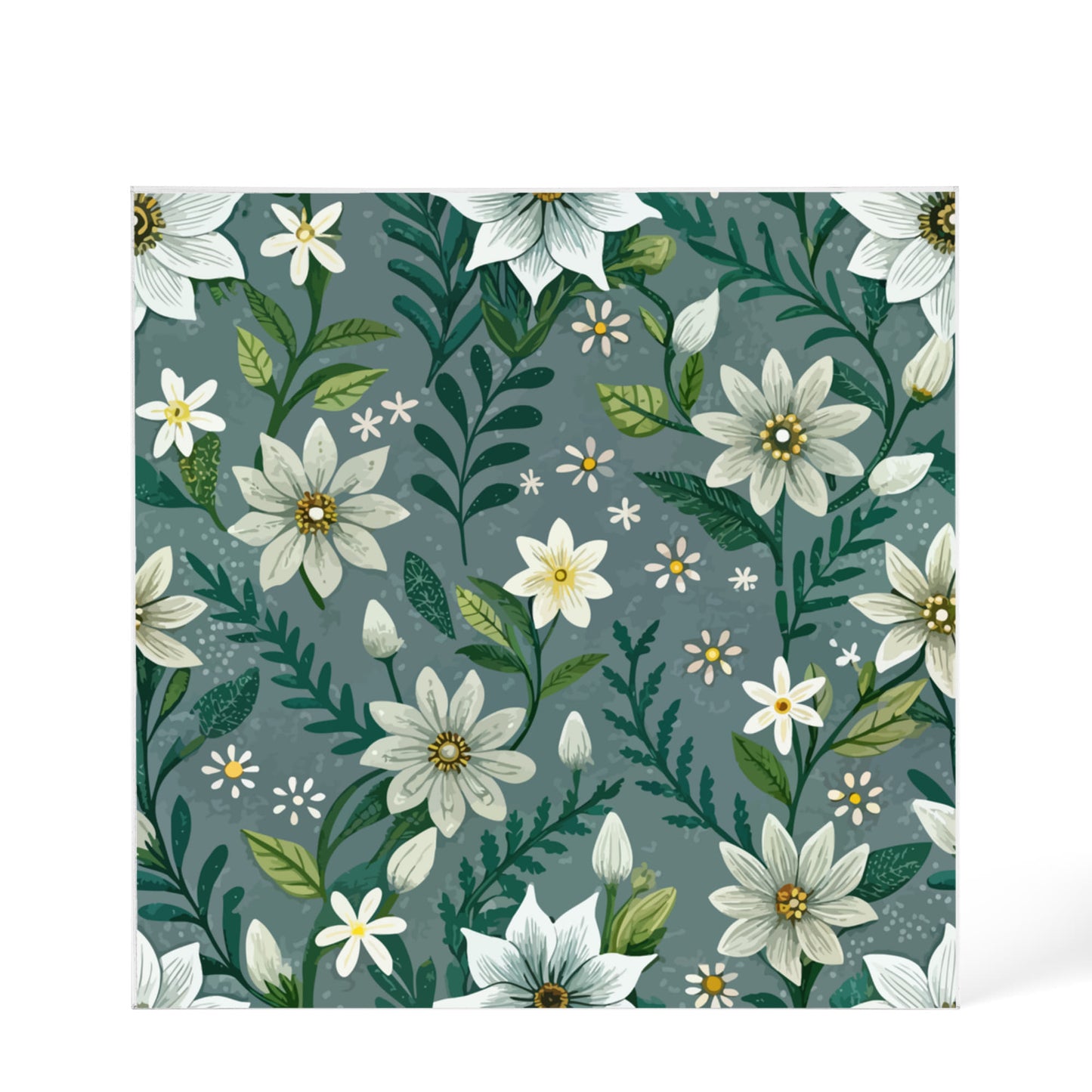 Folk Floral Pattern, Alpine Inspired 05 - 6" x 6" Acrylic Block