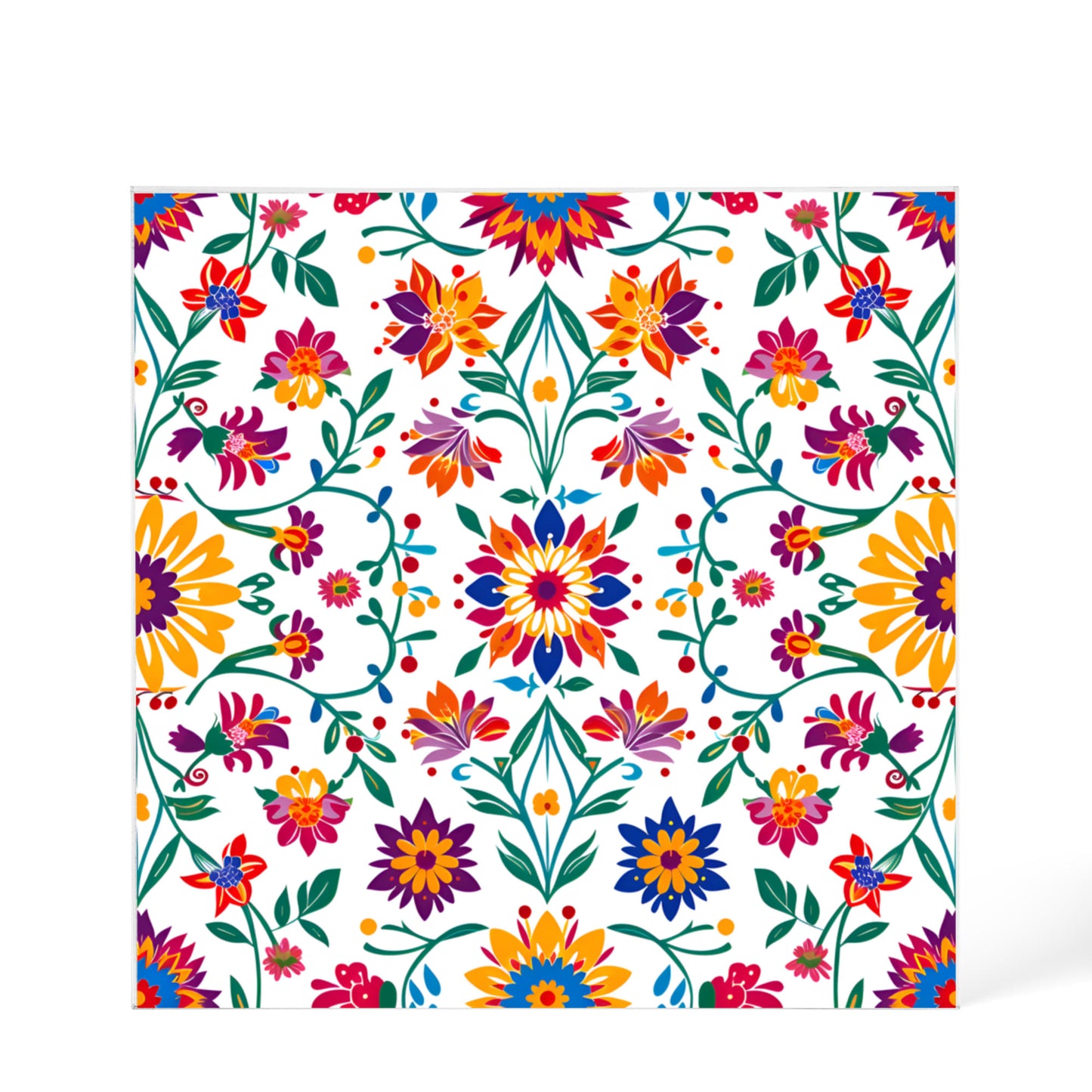 Mexican Floral Fiesta Pattern 027 - 6" x 6" Acrylic Block
