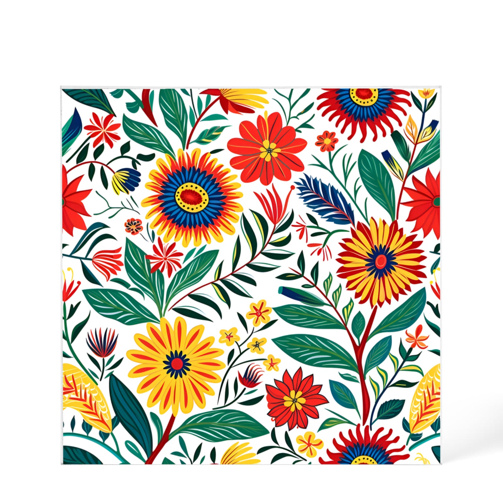 Mexican Floral Fiesta Pattern 023 - 6" x 6" Acrylic Block