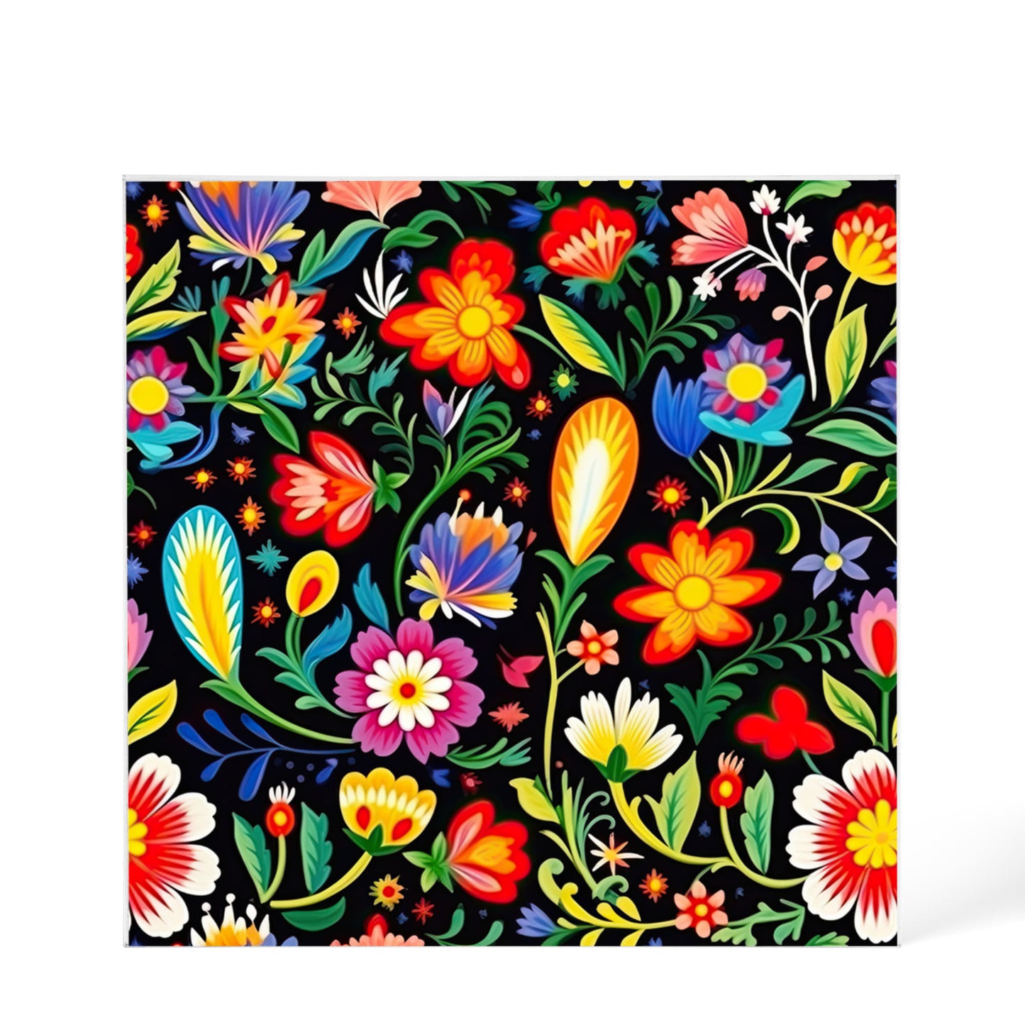 Mexican Floral Fiesta Pattern 038 - 6" x 6" Acrylic Block