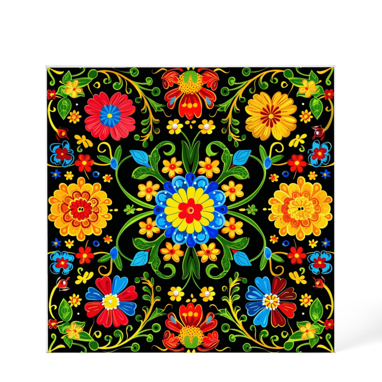 Mexican Floral Fiesta Pattern 061 - 6" x 6" Acrylic Block