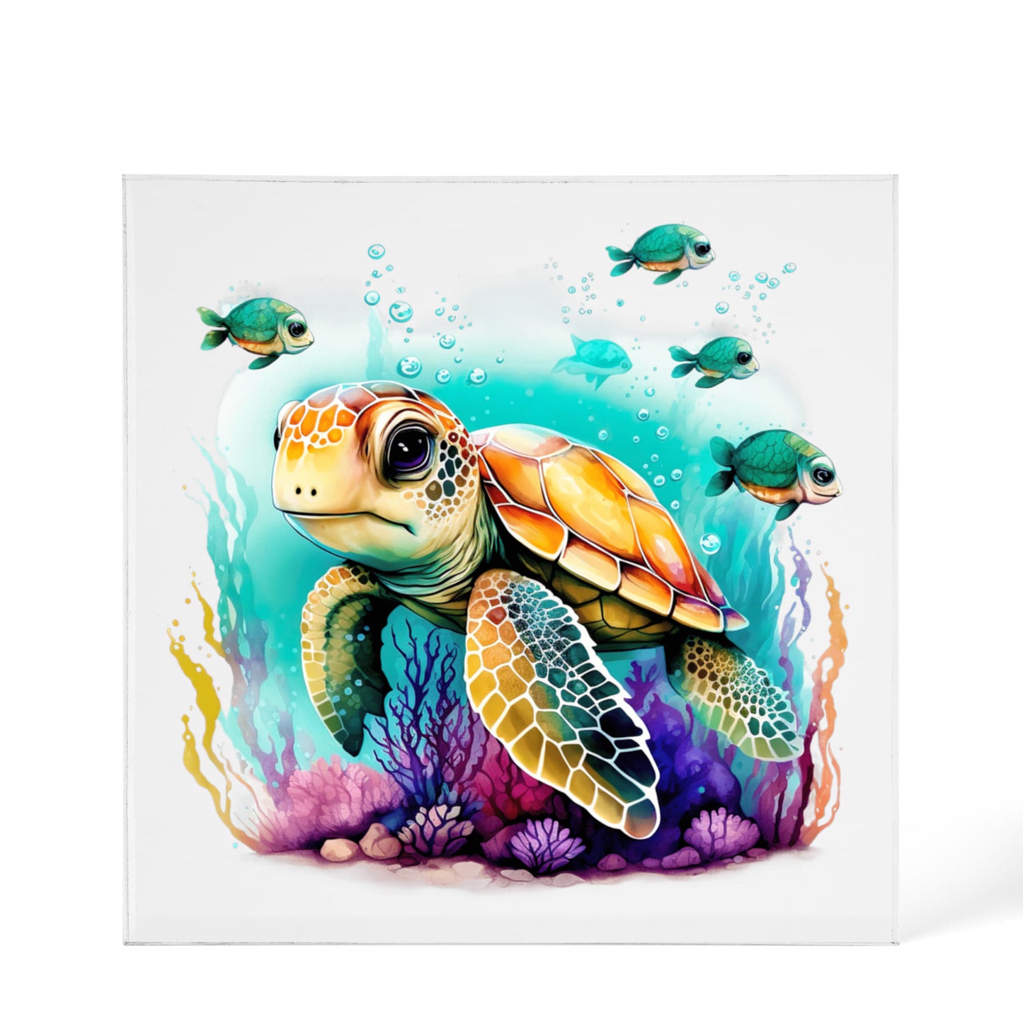 Cute Sea Turtle 002 - 6" x 6" Acrylic Block
