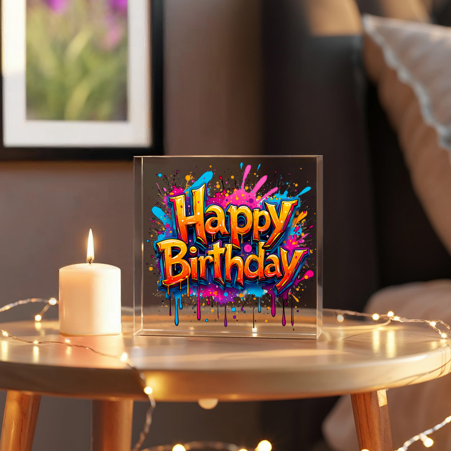 Happy Birthday 007 - 6" x 6" Acrylic Block