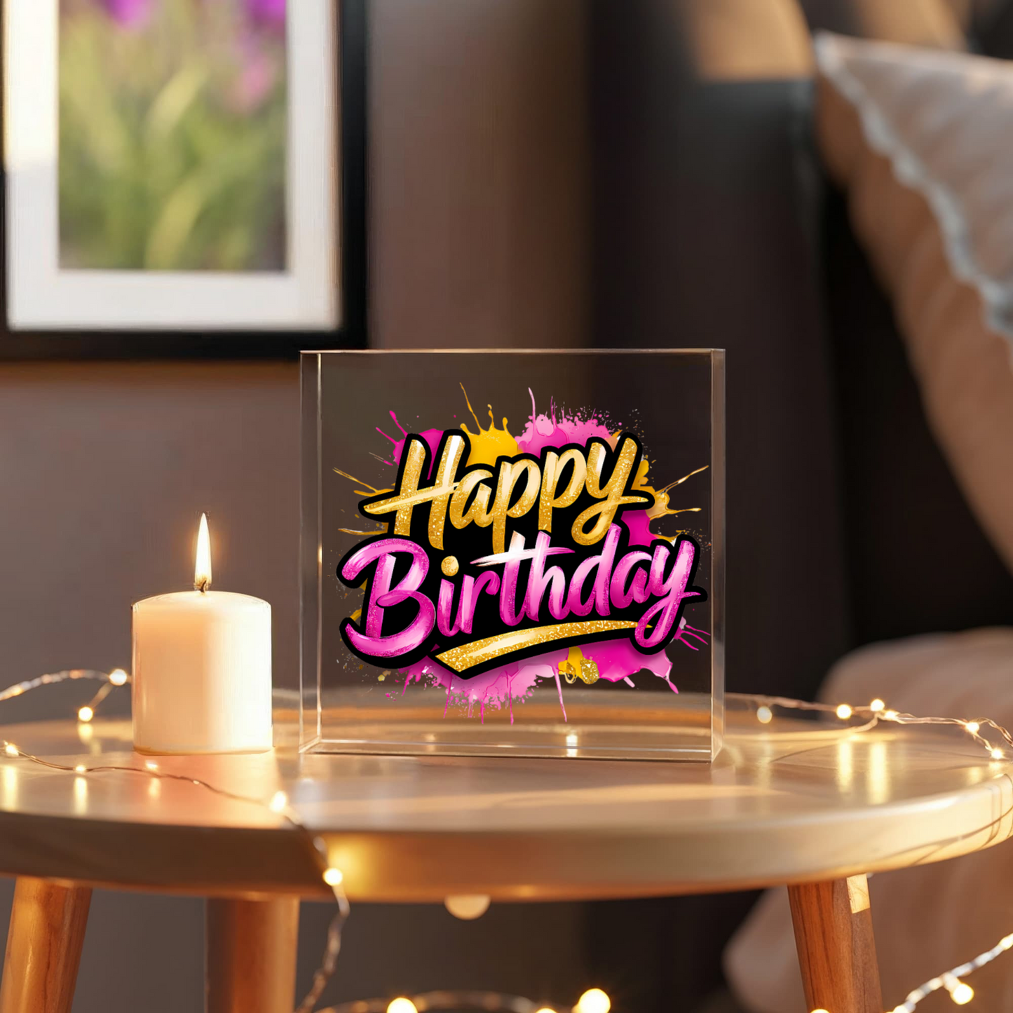 Happy Birthday 013 - 6" x 6" Acrylic Block