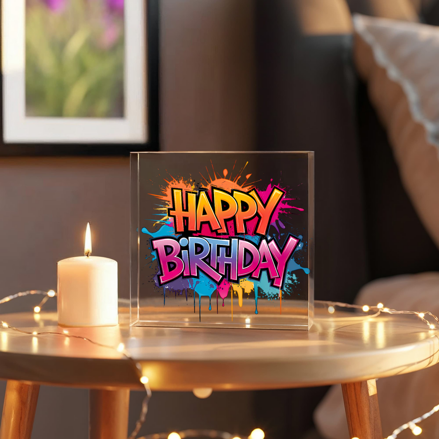 Happy Birthday 020 - 6" x 6" Acrylic Block
