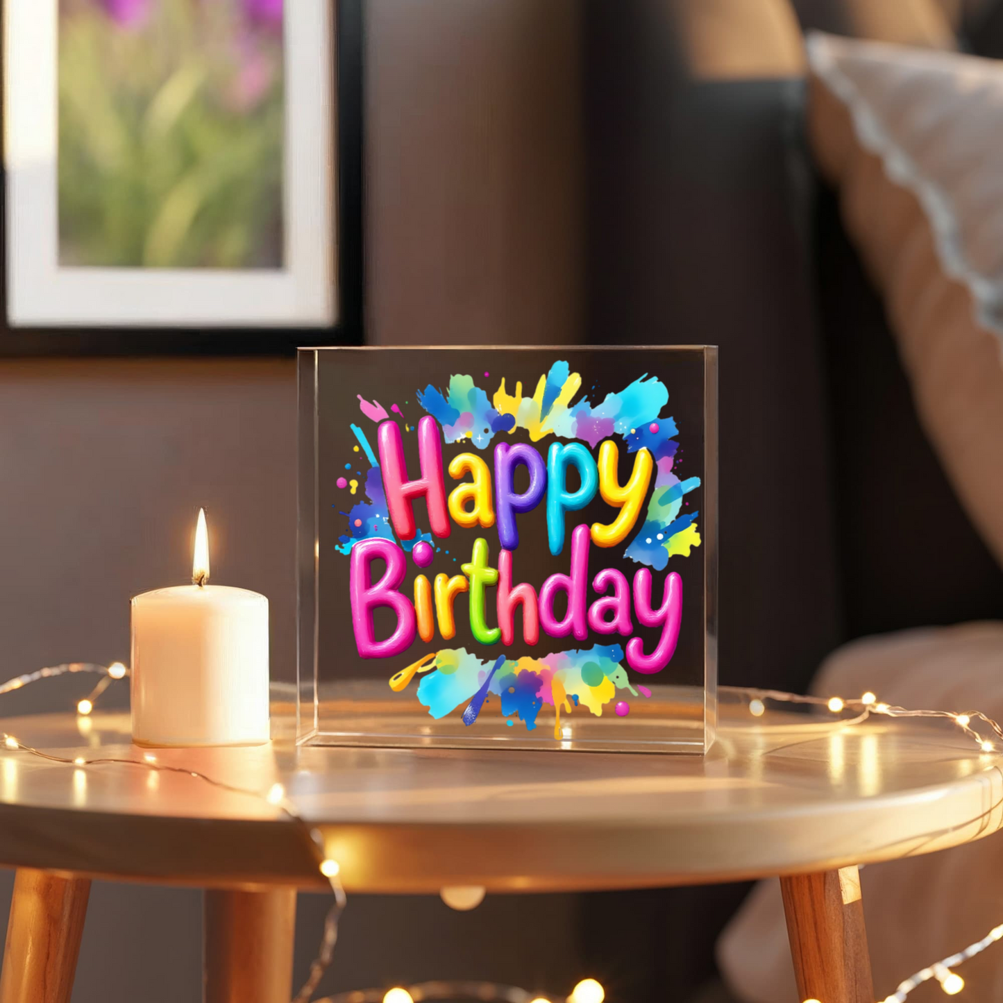 Happy Birthday 027 - 6" x 6" Acrylic Block