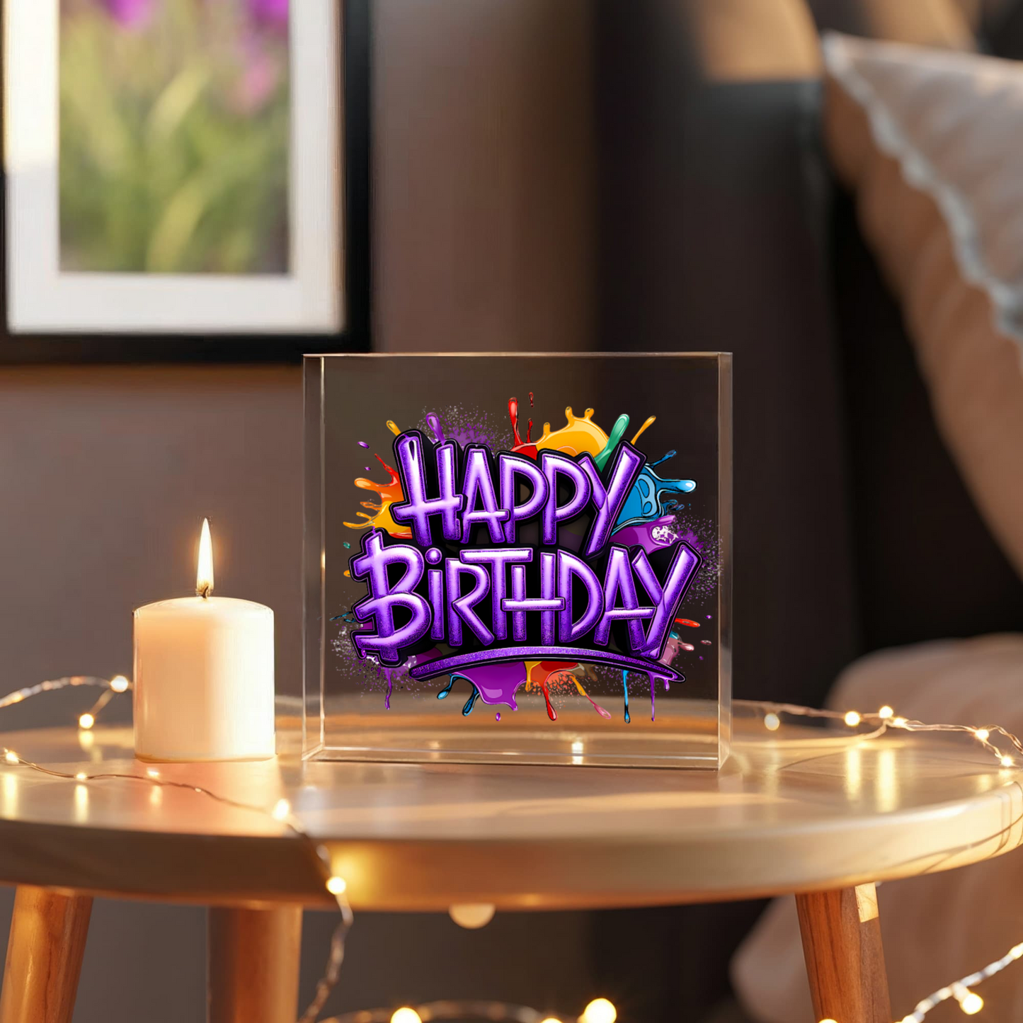 Happy Birthday 008 - 6" x 6" Acrylic Block