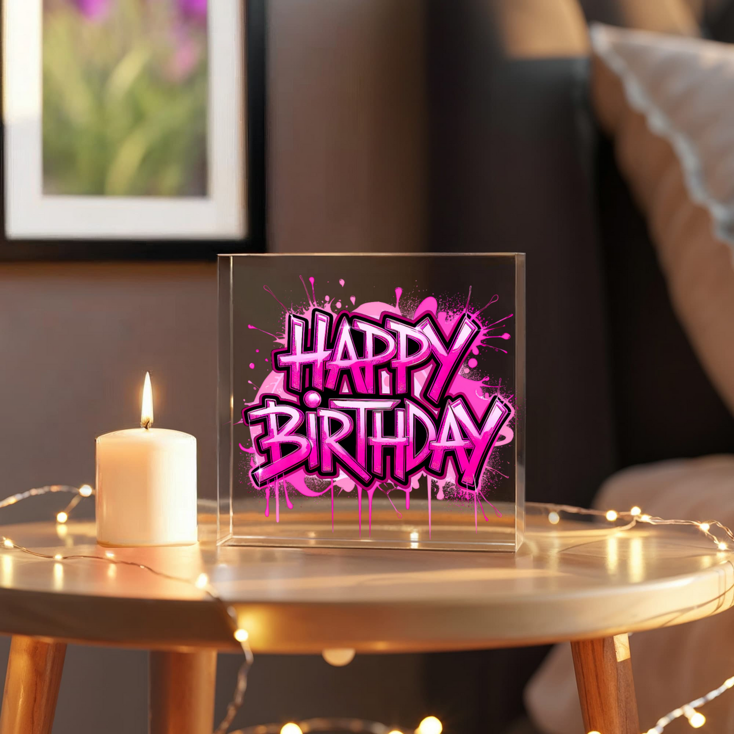 Happy Birthday 012 - 6" x 6" Acrylic Block