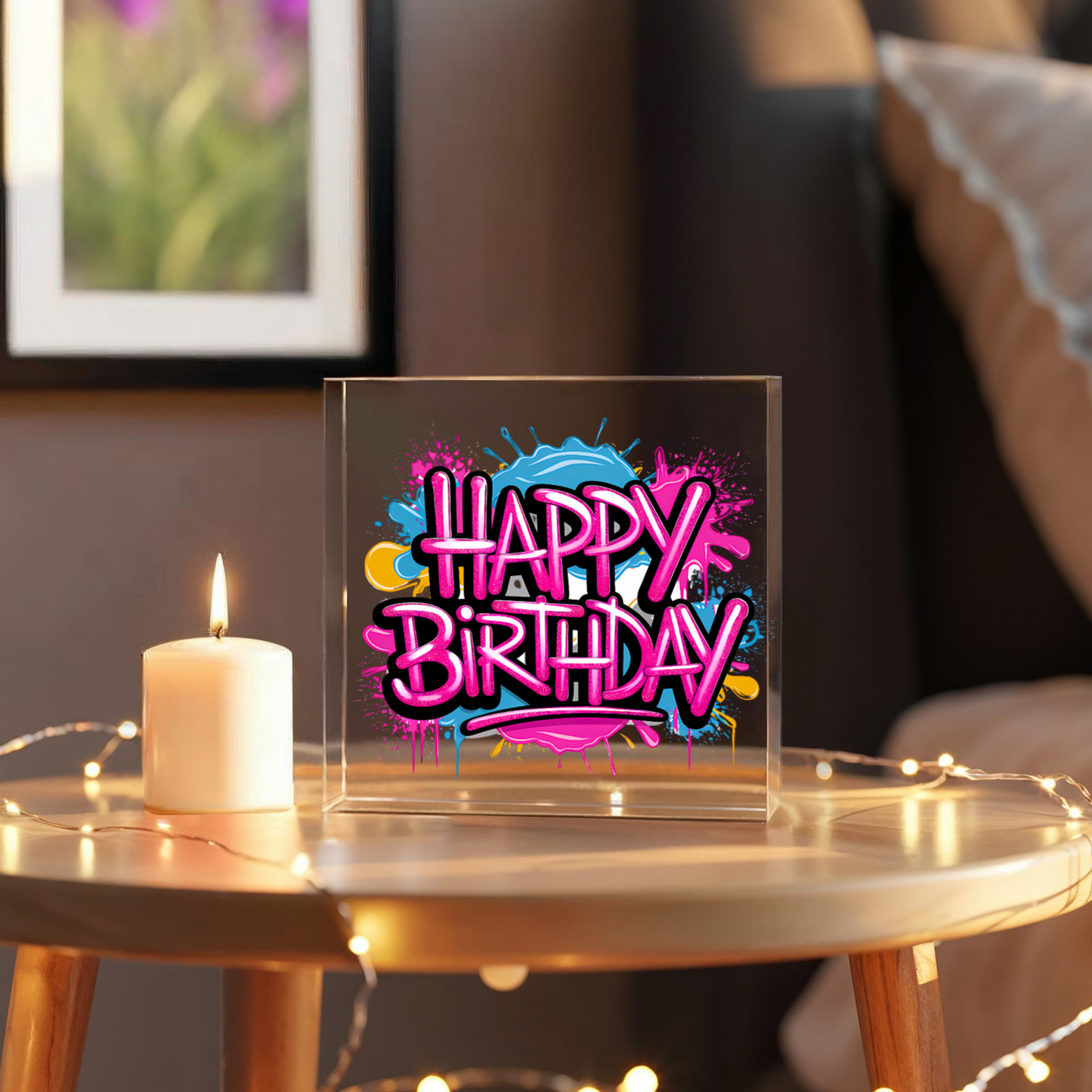 Happy Birthday 018 - 6" x 6" Acrylic Block