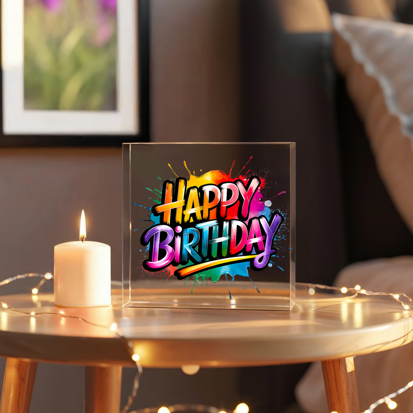 Happy Birthday 005 - 6" x 6" Acrylic Block