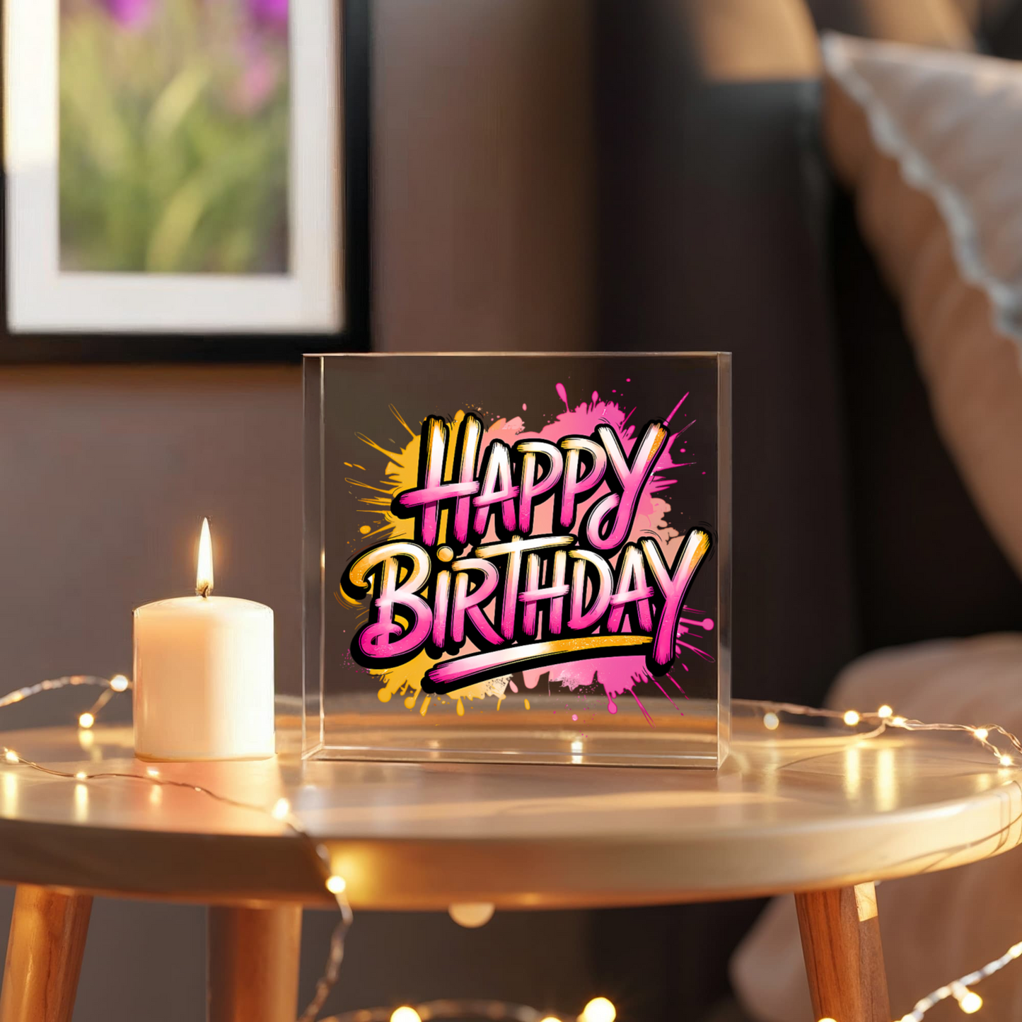 Happy Birthday 009 - 6" x 6" Acrylic Block