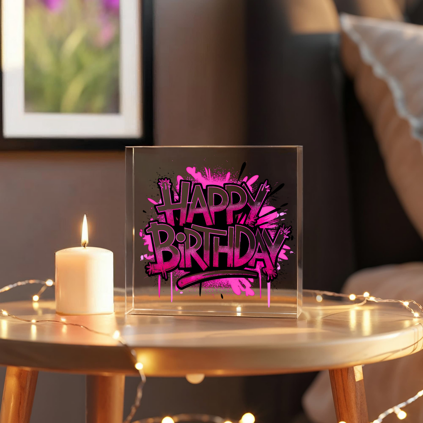Happy Birthday 004 - 6" x 6" Acrylic Block