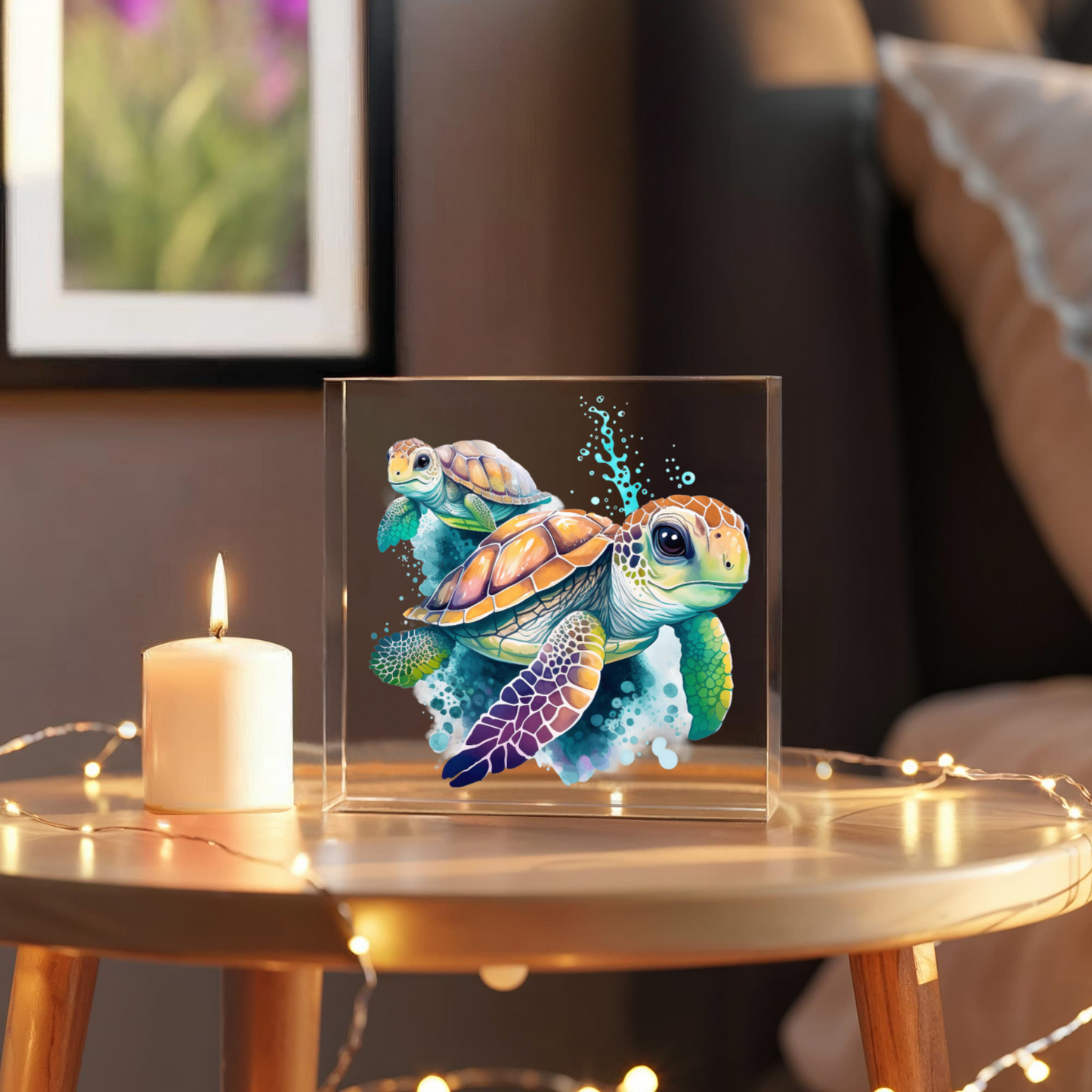 Cute Sea Turtle 011 - 6" x 6" Acrylic Block