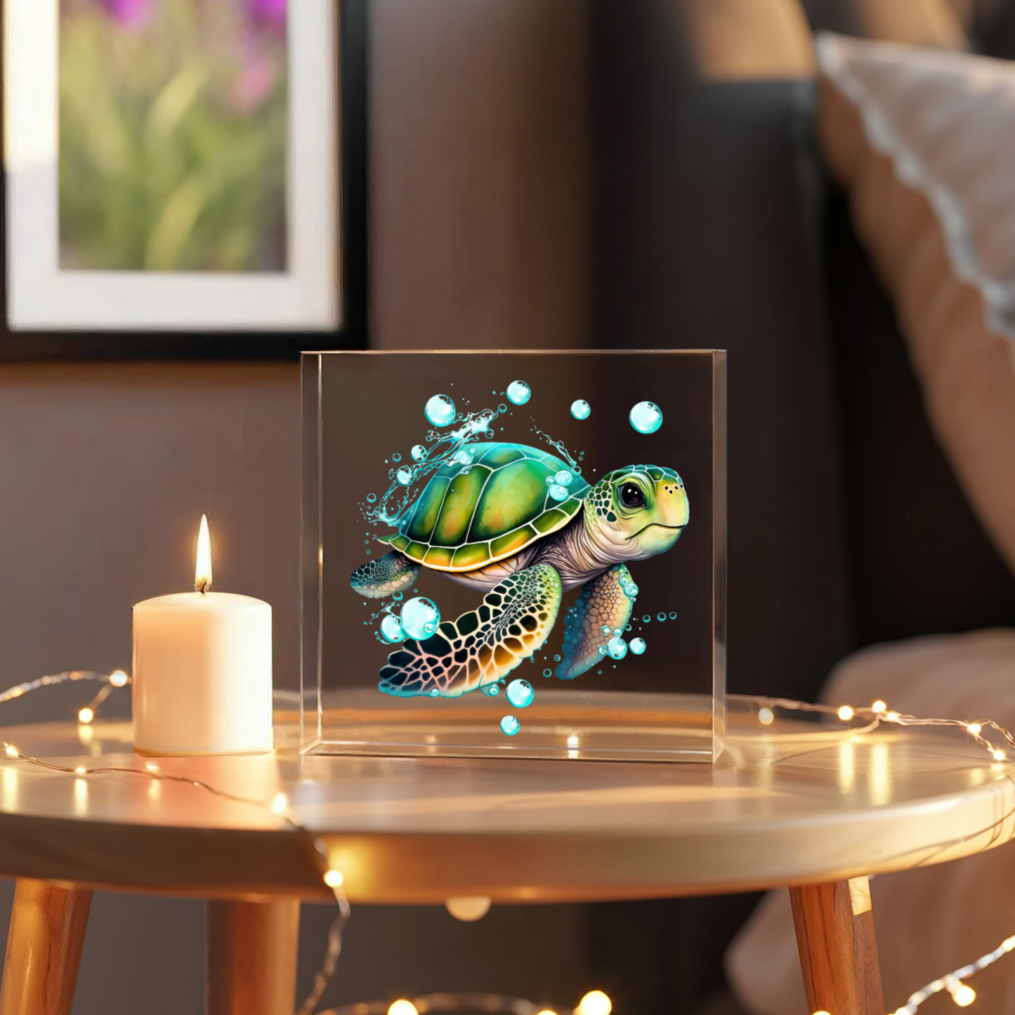 Cute Sea Turtle 005 - 6" x 6" Acrylic Block