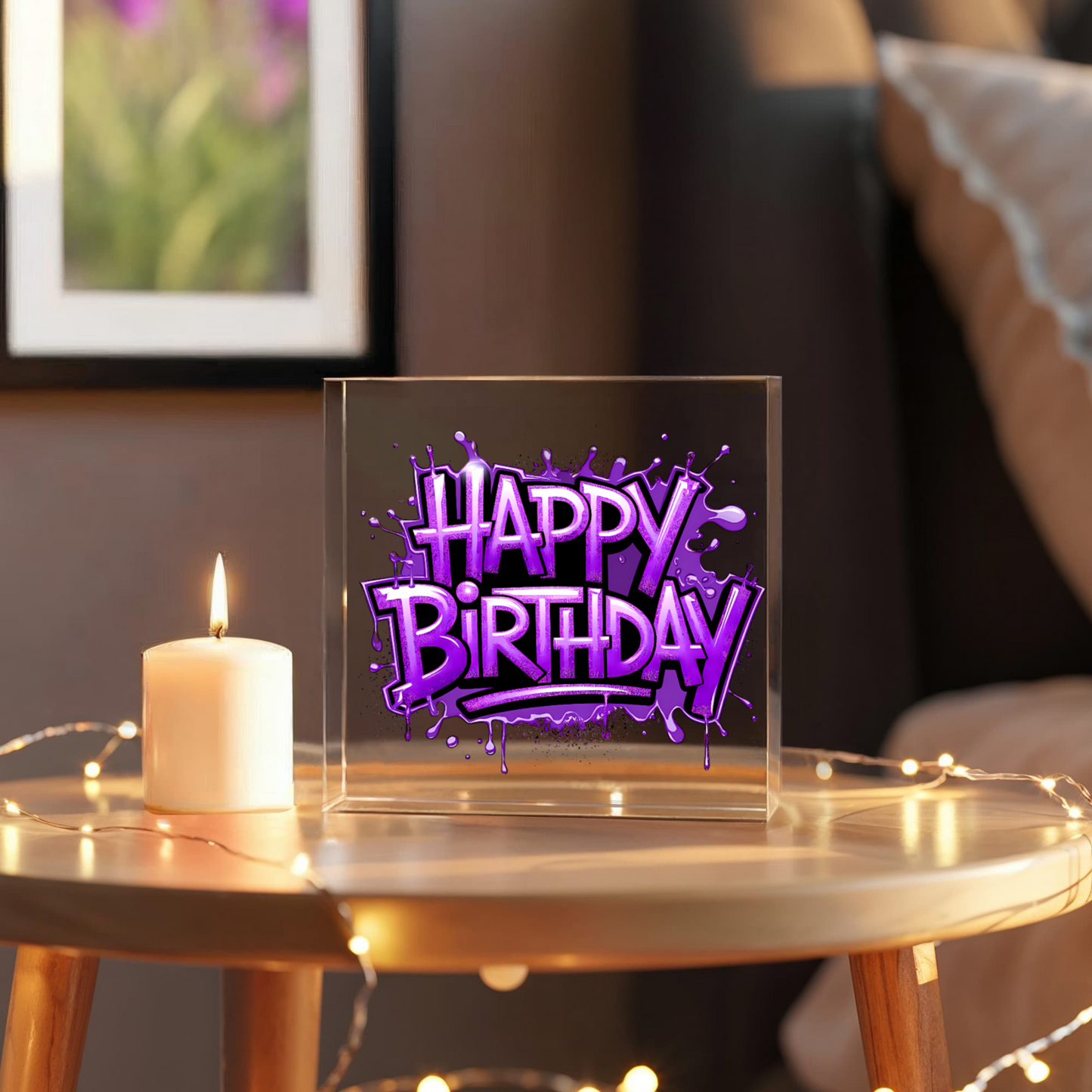 Happy Birthday 015 - 6" x 6" Acrylic Block