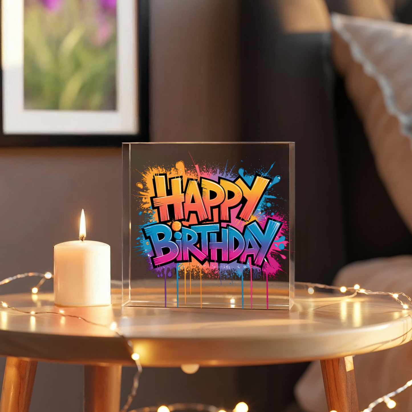 Happy Birthday 021 - 6" x 6" Acrylic Block