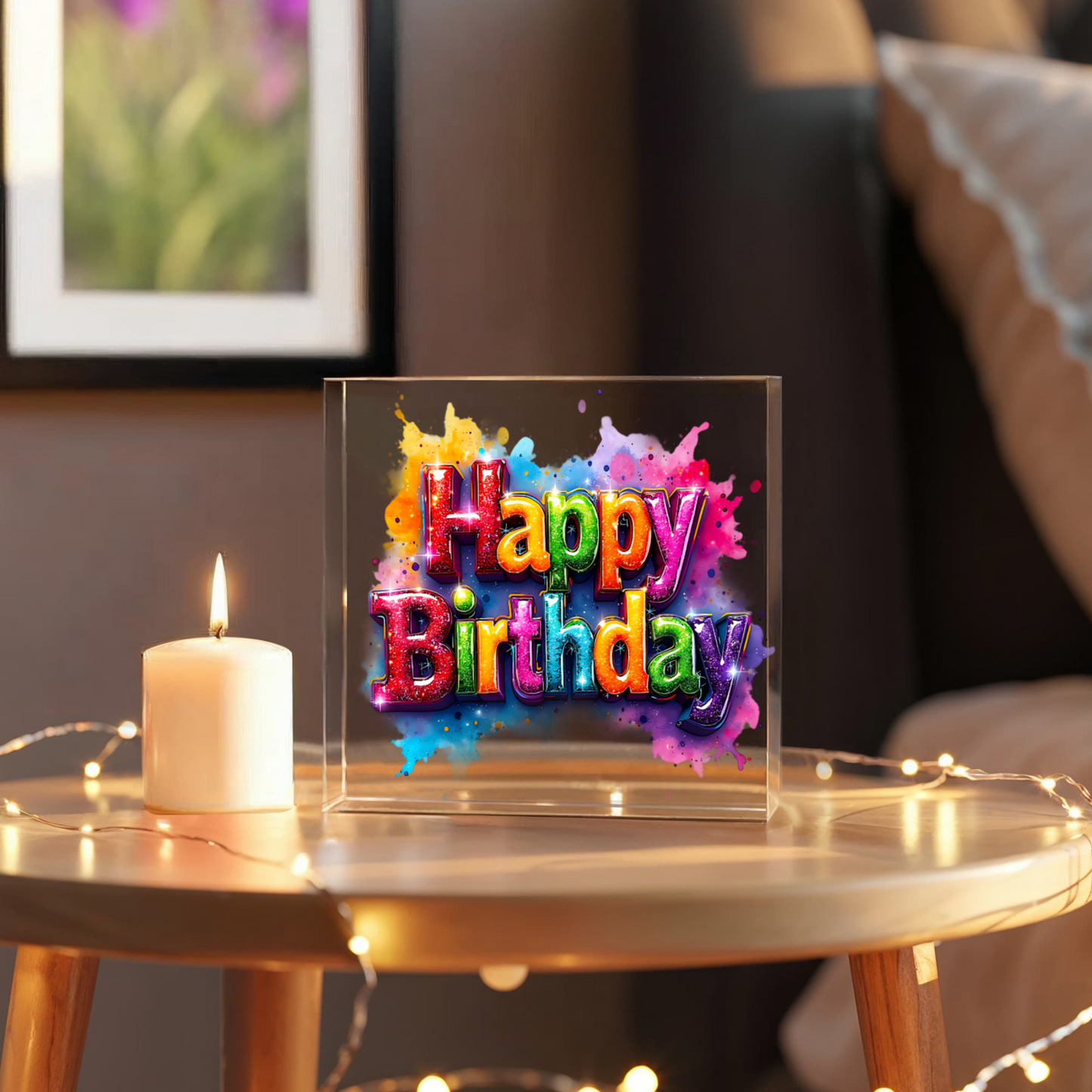 Happy Birthday 025 - 6" x 6" Acrylic Block