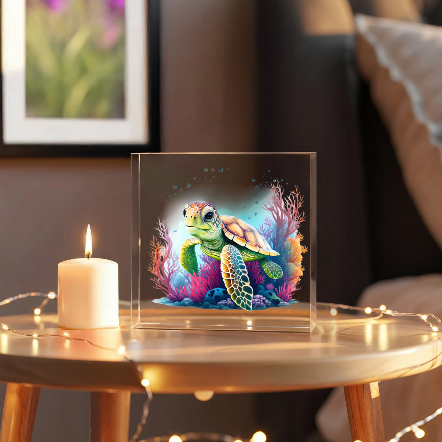 Cute Sea Turtle 006 - 6" x 6" Acrylic Block