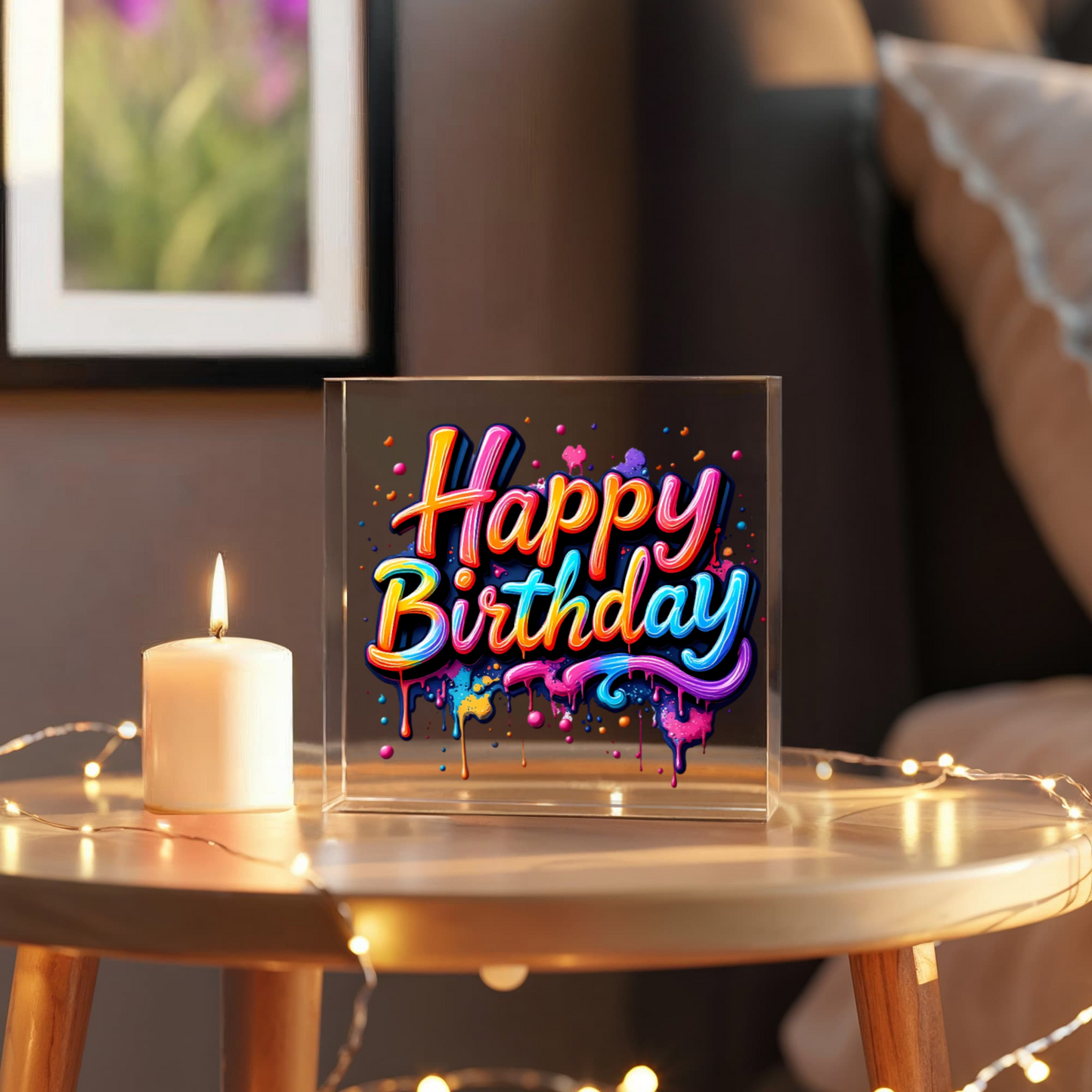 Happy Birthday 028 - 6" x 6" Acrylic Block