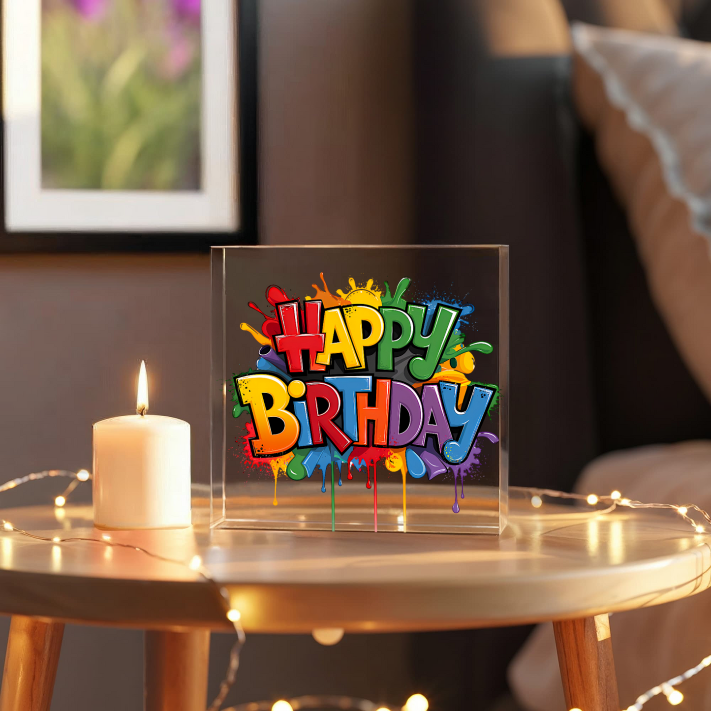 Happy Birthday 011 - 6" x 6" Acrylic Block