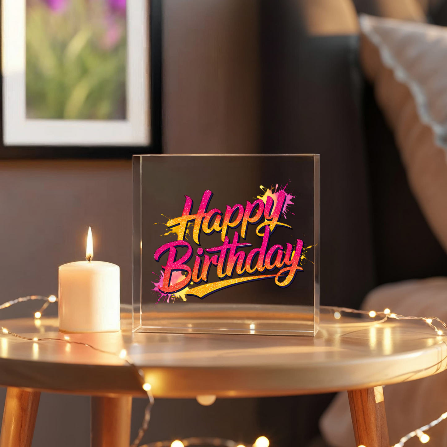 Happy Birthday 001 - 6" x 6" Acrylic Block