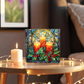 Christmas Stained Glass Style Design 010 - 6" x 6" Acrylic Block