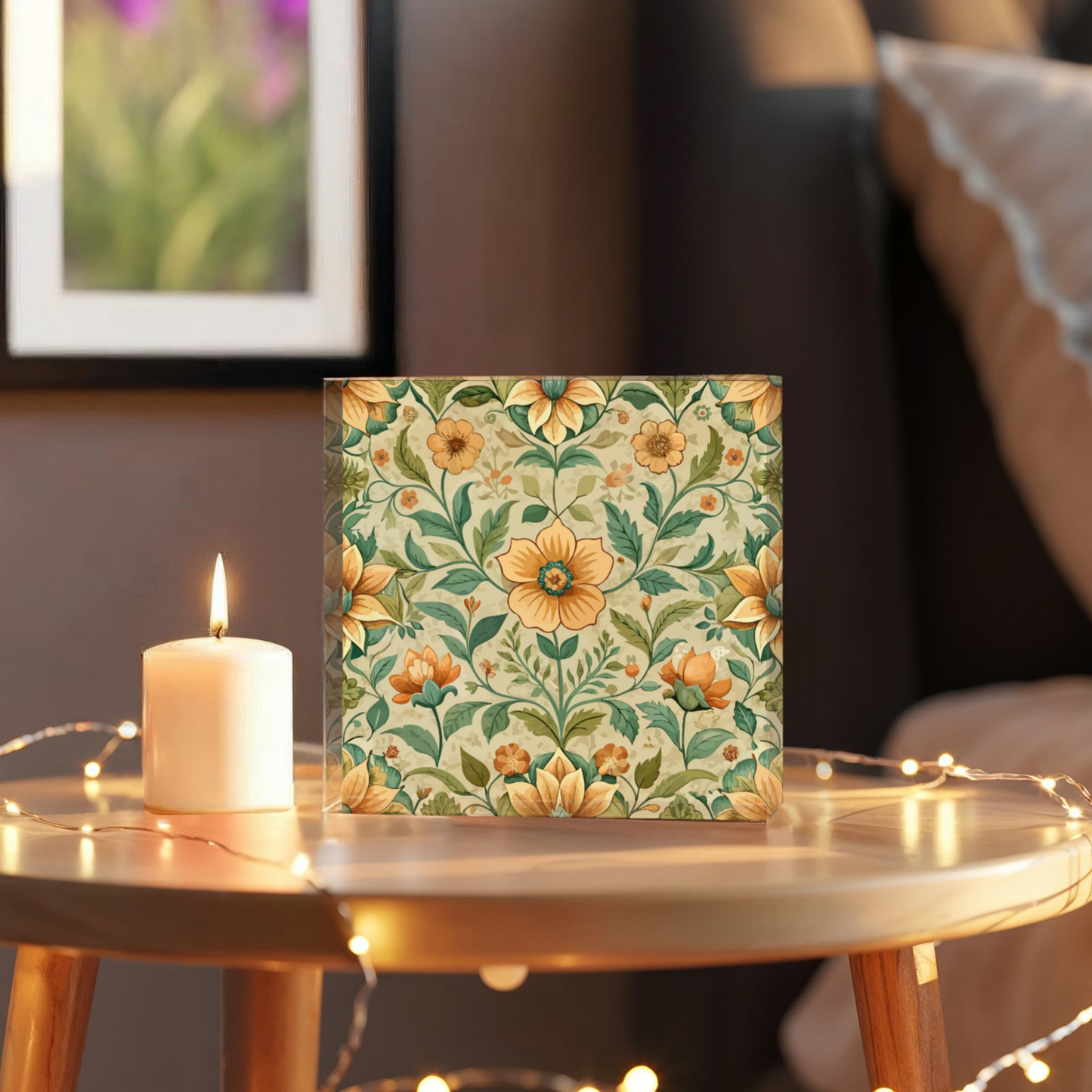 Folk Floral Pattern, Armenian Inspired 02 - 6" x 6" Acrylic Block