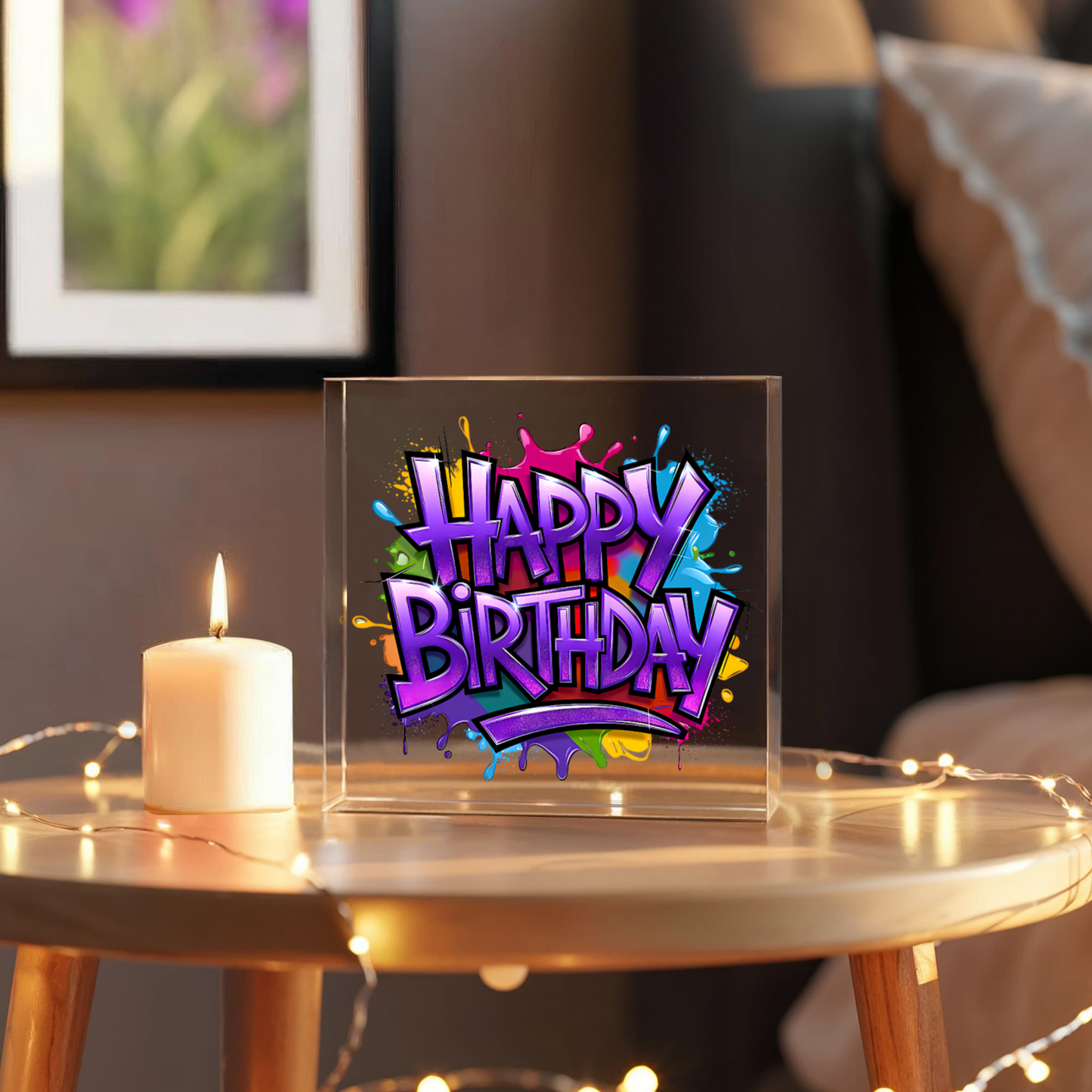 Happy Birthday 019 - 6" x 6" Acrylic Block