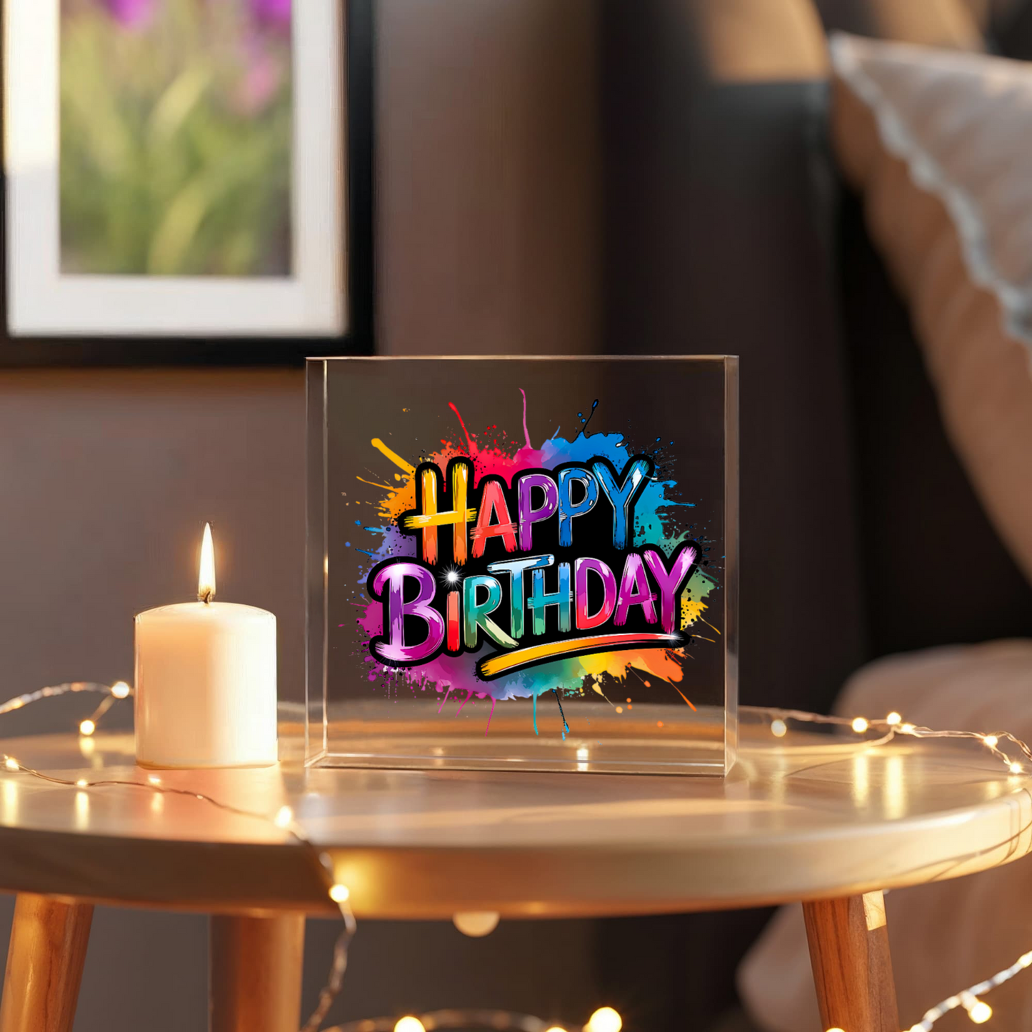 Happy Birthday 002 - 6" x 6" Acrylic Block