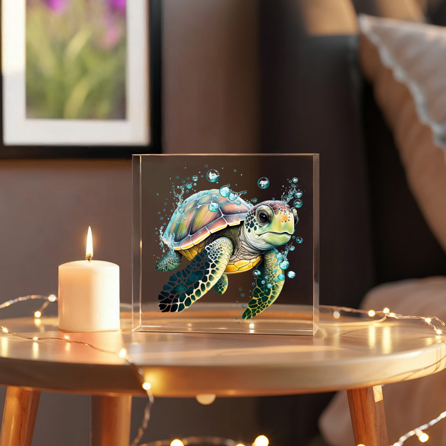 Cute Sea Turtle 004 - 6" x 6" Acrylic Block