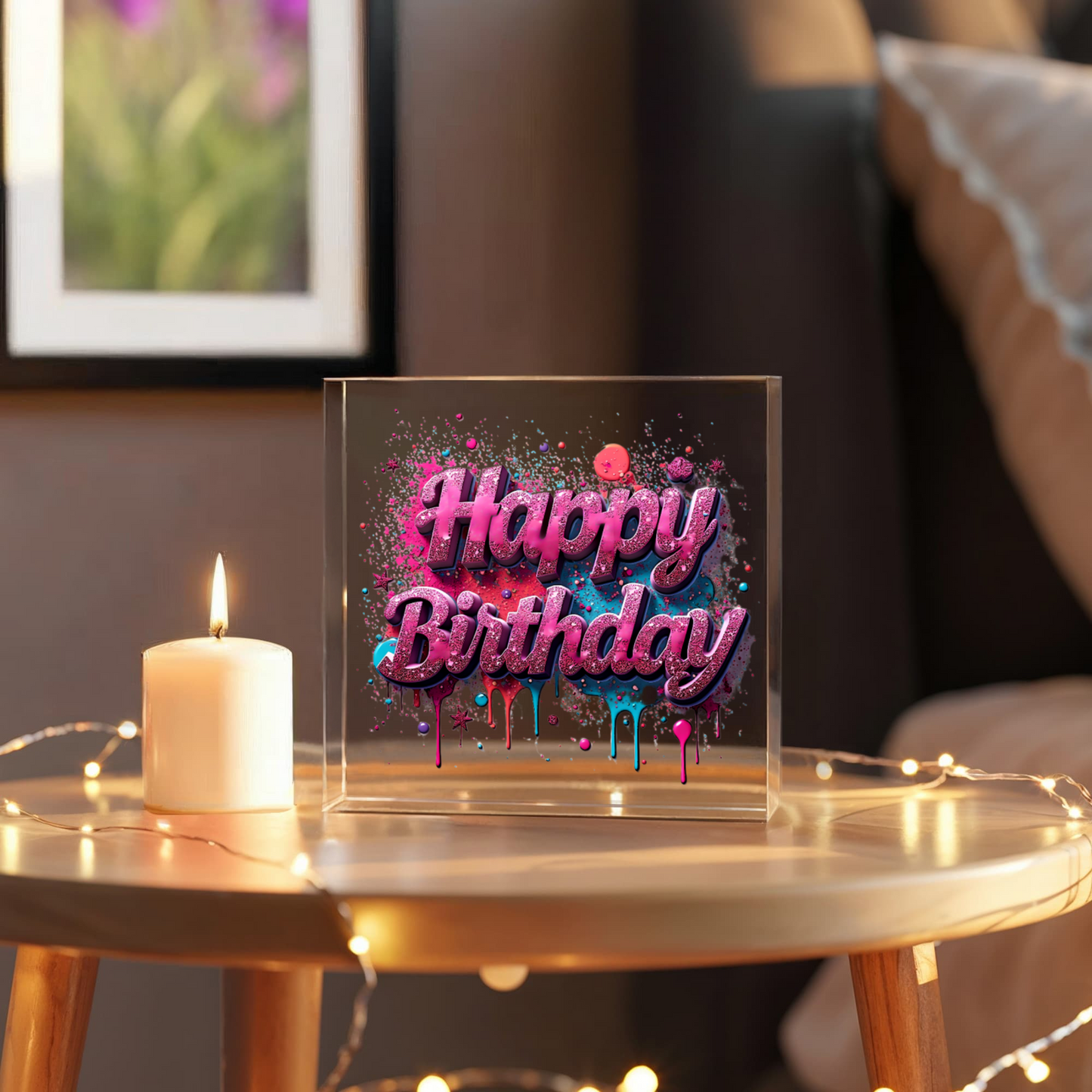 Happy Birthday 006 - 6" x 6" Acrylic Block