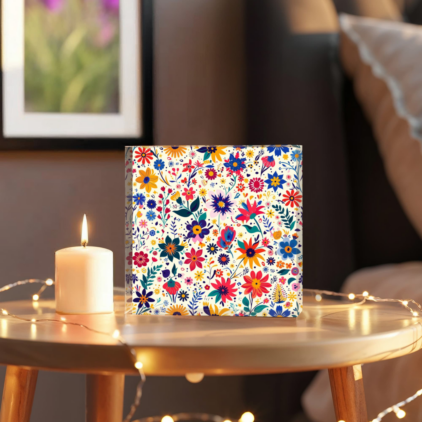 Mexican Floral Fiesta Pattern 062 - 6" x 6" Acrylic Block