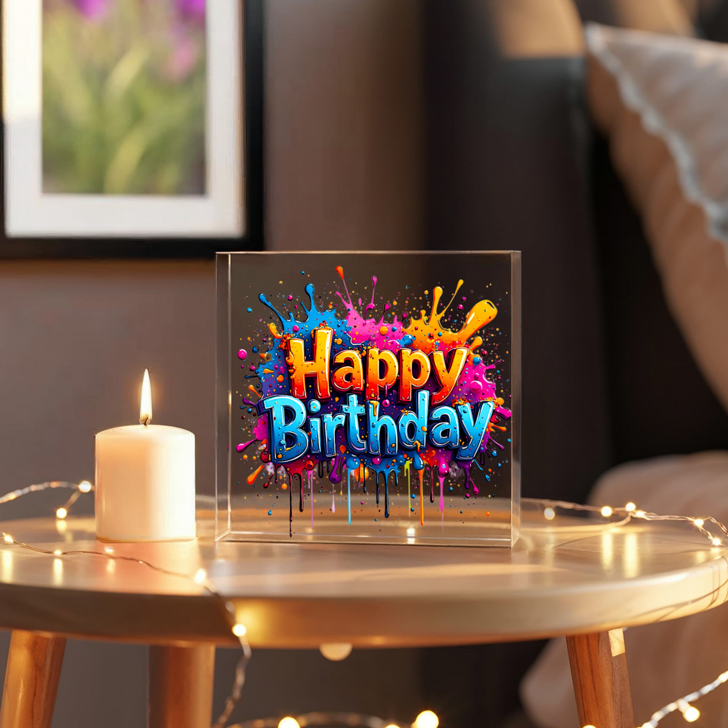 Happy Birthday 022 - 6" x 6" Acrylic Block