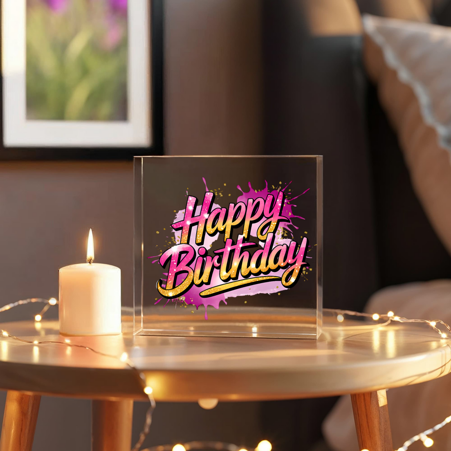 Happy Birthday 016 - 6" x 6" Acrylic Block